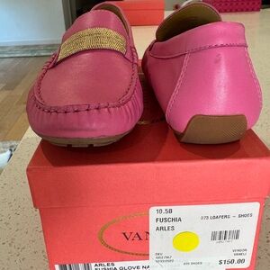 Vaneli Pink Loafers with Gold Accent